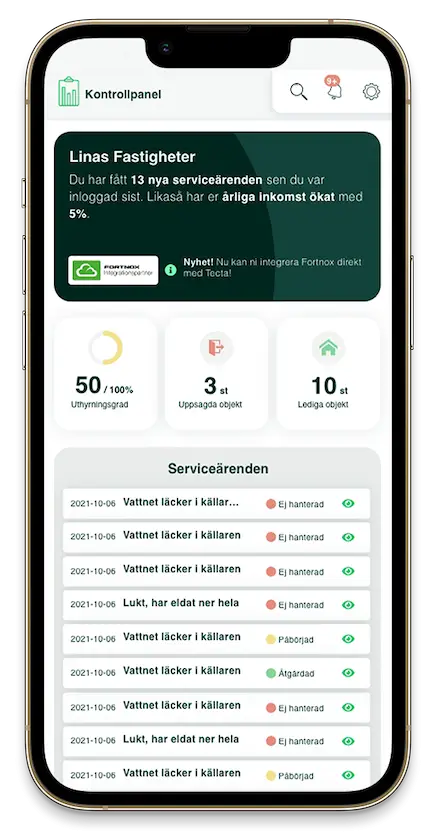 Tecta Mobildash Fastighetssystem