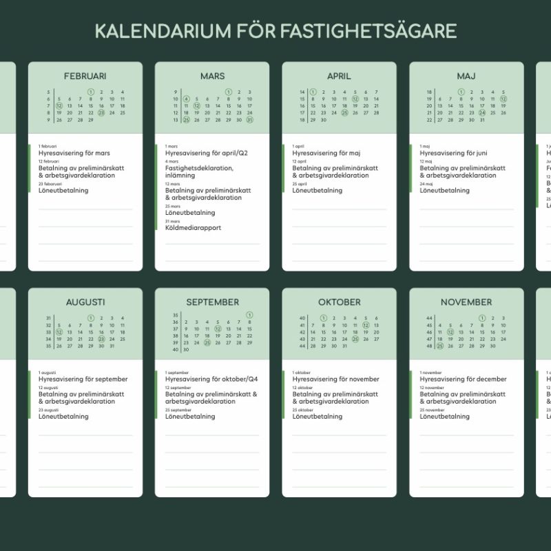 Kalendarium Fastighetssystem